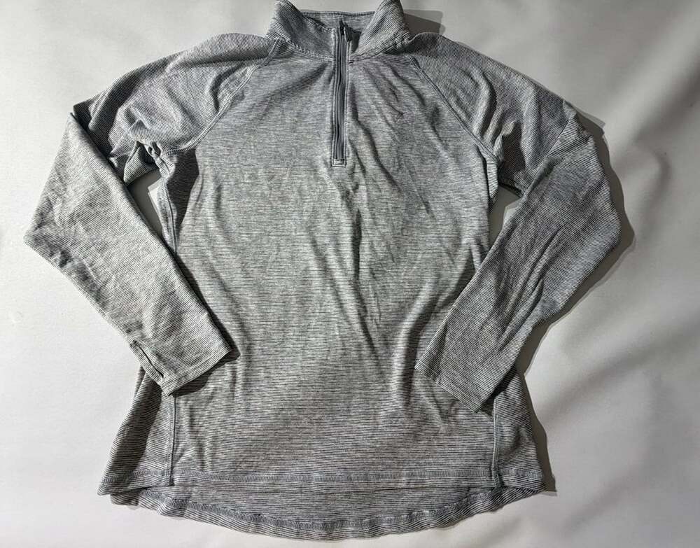 Old Navy Active L Gray Striped Go-Dry Quarter Zip Pullover Athletic Top Y2K